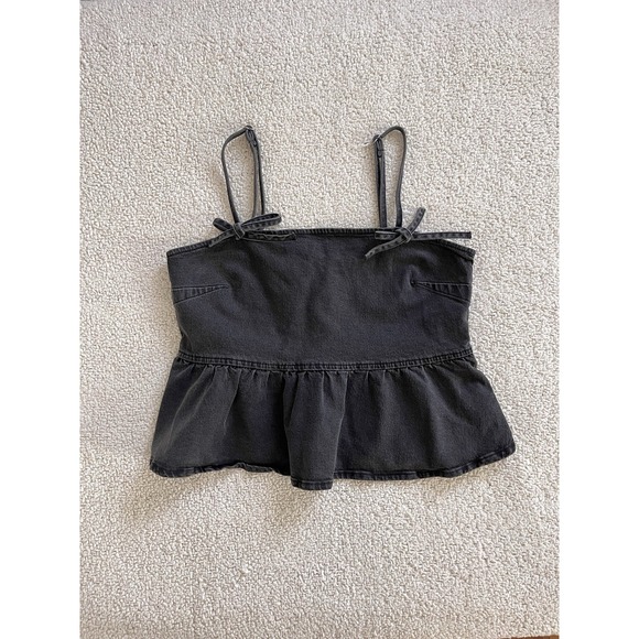 wild fable Tops - wild fable pre wash Grunge Coquette tie black top